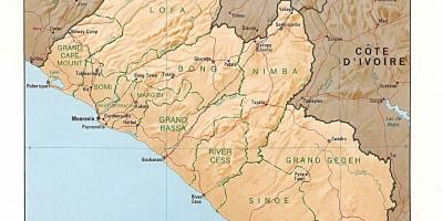 Piirrä helpotus kartta Liberia