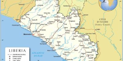 Kartta Liberiassa länsi-afrikassa