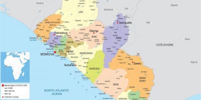 Kartta piirtää poliittinen kartta Liberia