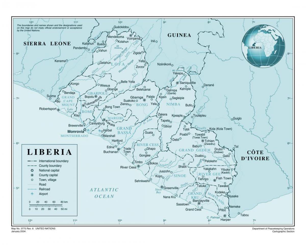 kartta Liberia lentokenttä