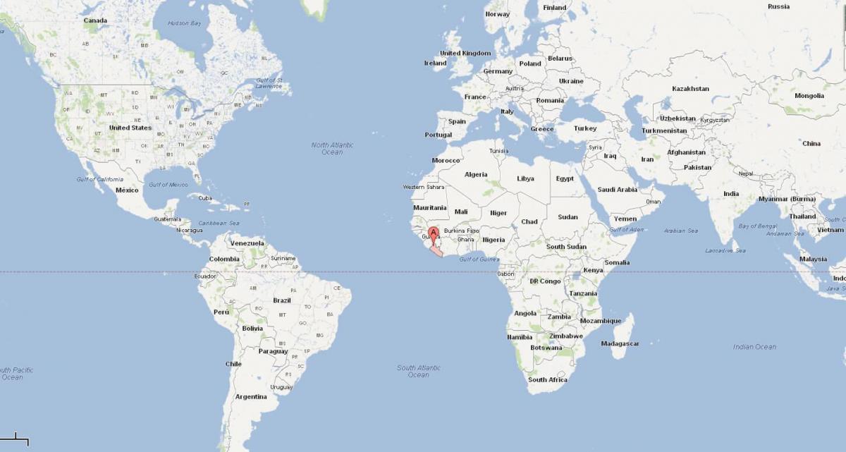 Liberian sijainti maailman kartalla