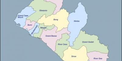 Kartta Liberian maakunnat