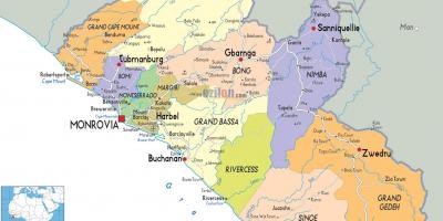 Poliittinen kartta Liberia